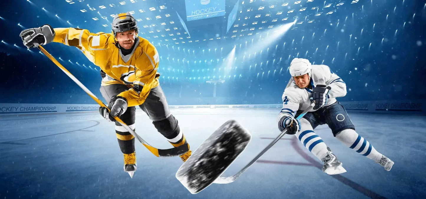 Horror-Themed Hockey Jersey - Black with Red & Gray Accents, "Voorhees 13" Jason Mask & Crossed Knives Graphic Athletic Jersey