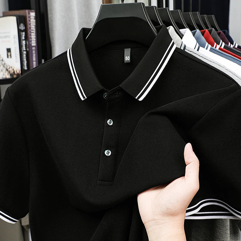 100% pure cotton men's polo shirt summer fashion casual short sleeved comfortable luxury new simple solid color lapel T-shirt