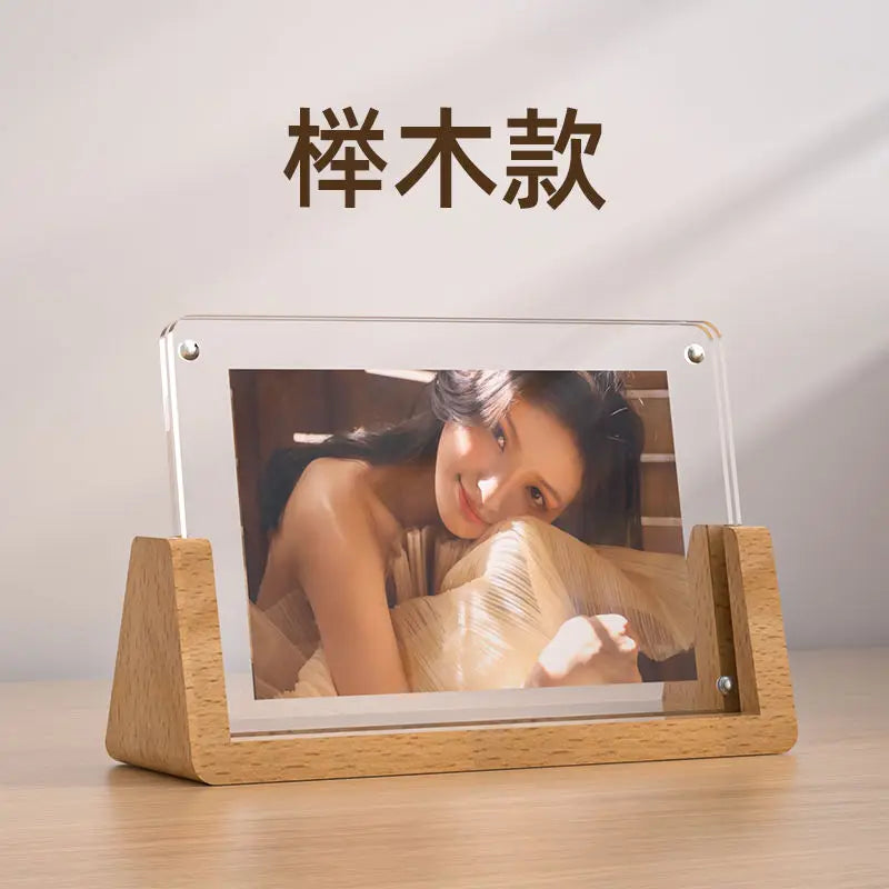 Rustic Wooden Photo Frames with Walnut Wood Base and High Definition Break Free Acrylic Covers for Tabletop or Desktop Display