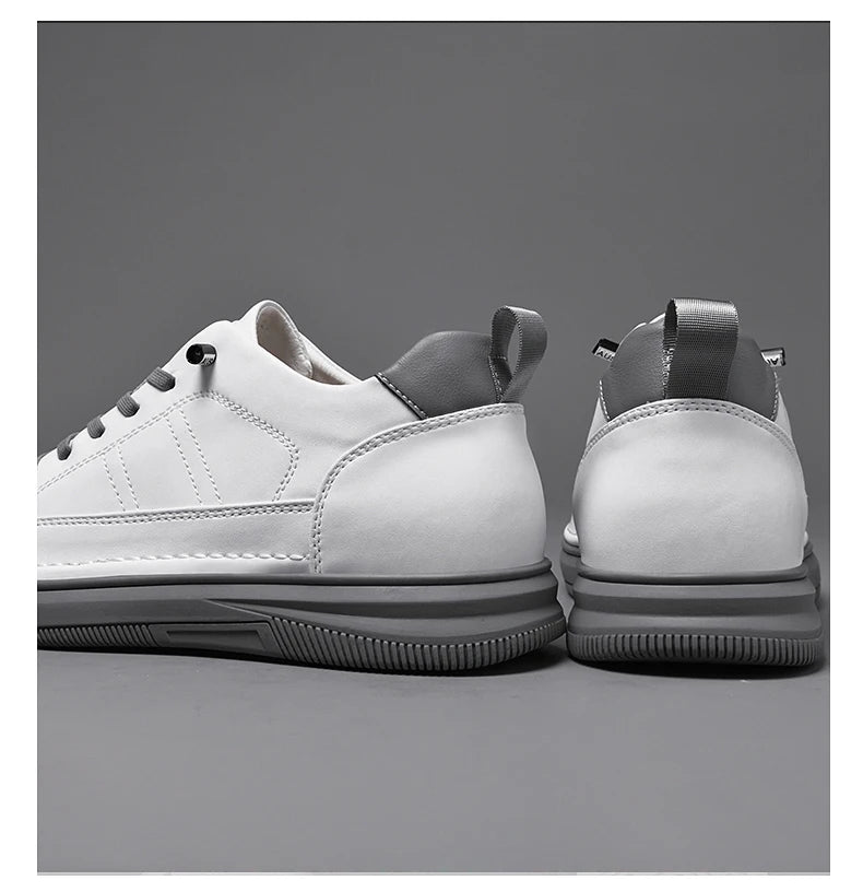 Spring Autumn Men's Inner Heightening Shoes Leather Sports Casual Shoes Invisible Height Increasing Shoes Men Sport Elevator 8CM