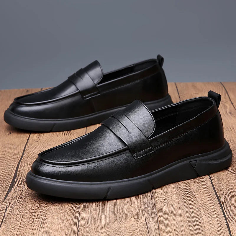 Genuine Leather Men's Business Leather Shoes Soft Soled Comfortable Men's Driving Shoes Loafers