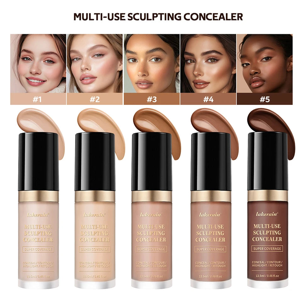 Lakerain Multi-purpose Concealer For Face Covers Freckles Even Skin Tone Moisturizing Long-lasting Sculpting Liquid Concealer