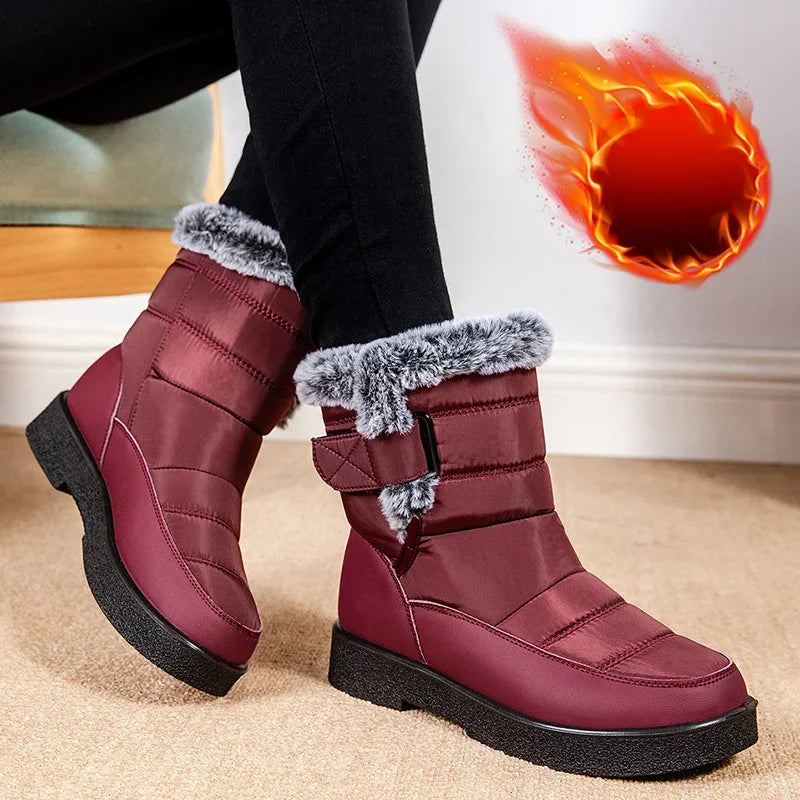 Women's Waterproof Winter Snow Boots Non Slip Platform Warm Ankle Boots Women Thicken Plush Cotton Padded Shoes Botas De Mujer