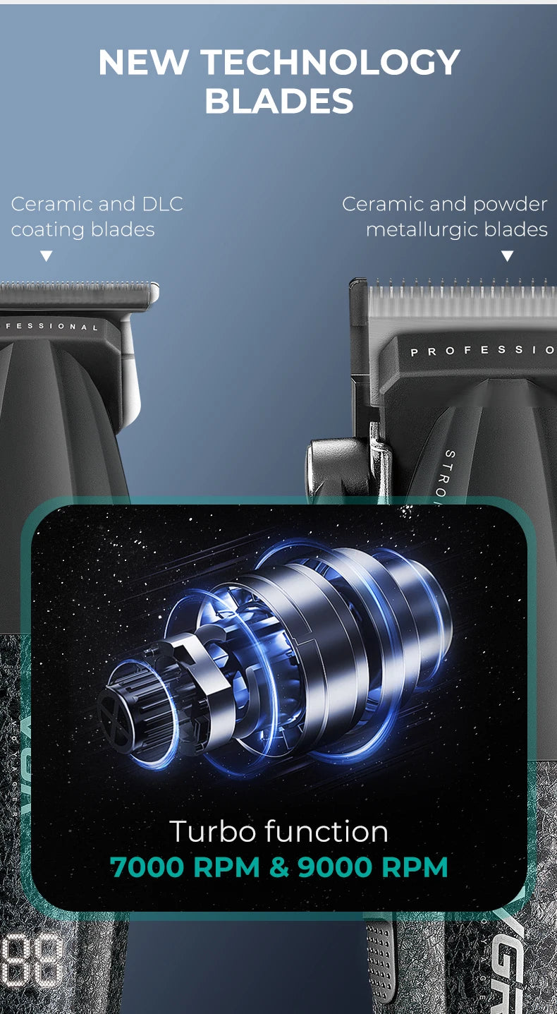 VGR Hair Trimmer Professional Clipper Cordless Barber 9000 RPM Rechargeable Hair Cutting Machine Metal Trimmer for Men V-640