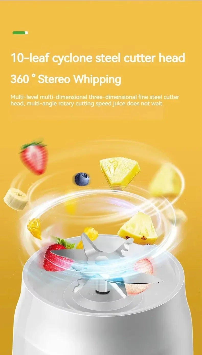 Portable Cordless Blender Juicer 450ml Electric Fruit Juicer USB Rechargeable Lemon Orange Juice Cup Smoothie Blender