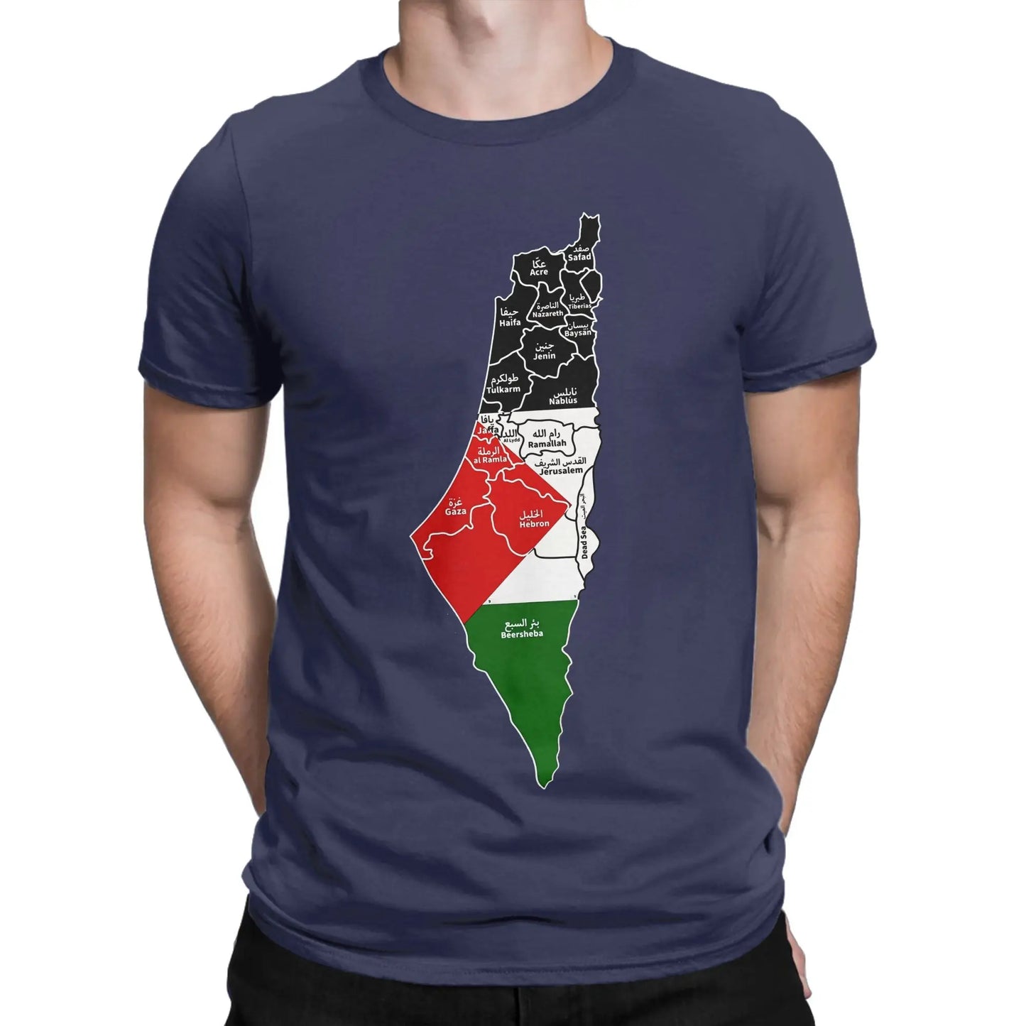 Palestine Map T Shirt for Men Cotton Vintage T-Shirts Round Collar  Tees Short Sleeve Clothes Gift