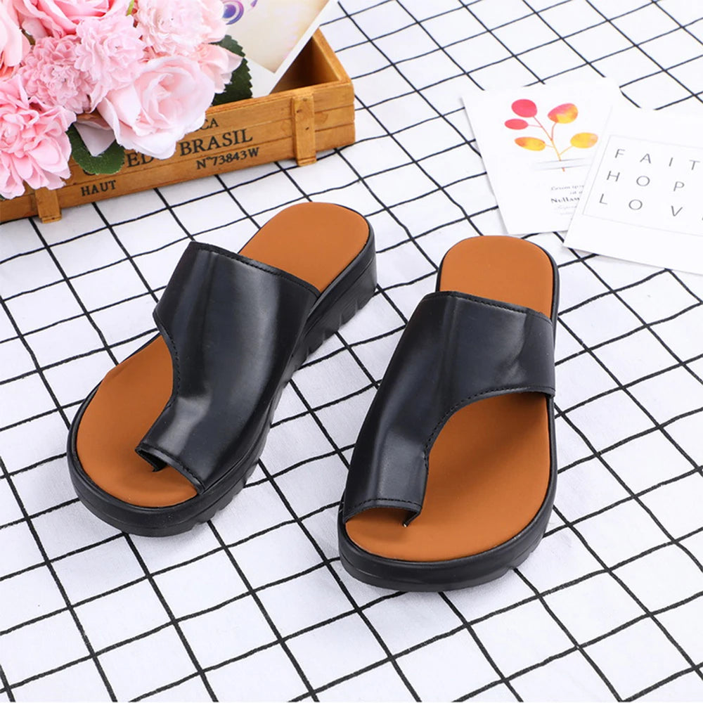Women Summer Sandals Comfy Platform Flat Shoes Sole Ladies Casual Soft Big Toe Foot Sandal Orthopedic Bunion Corrector Slippers