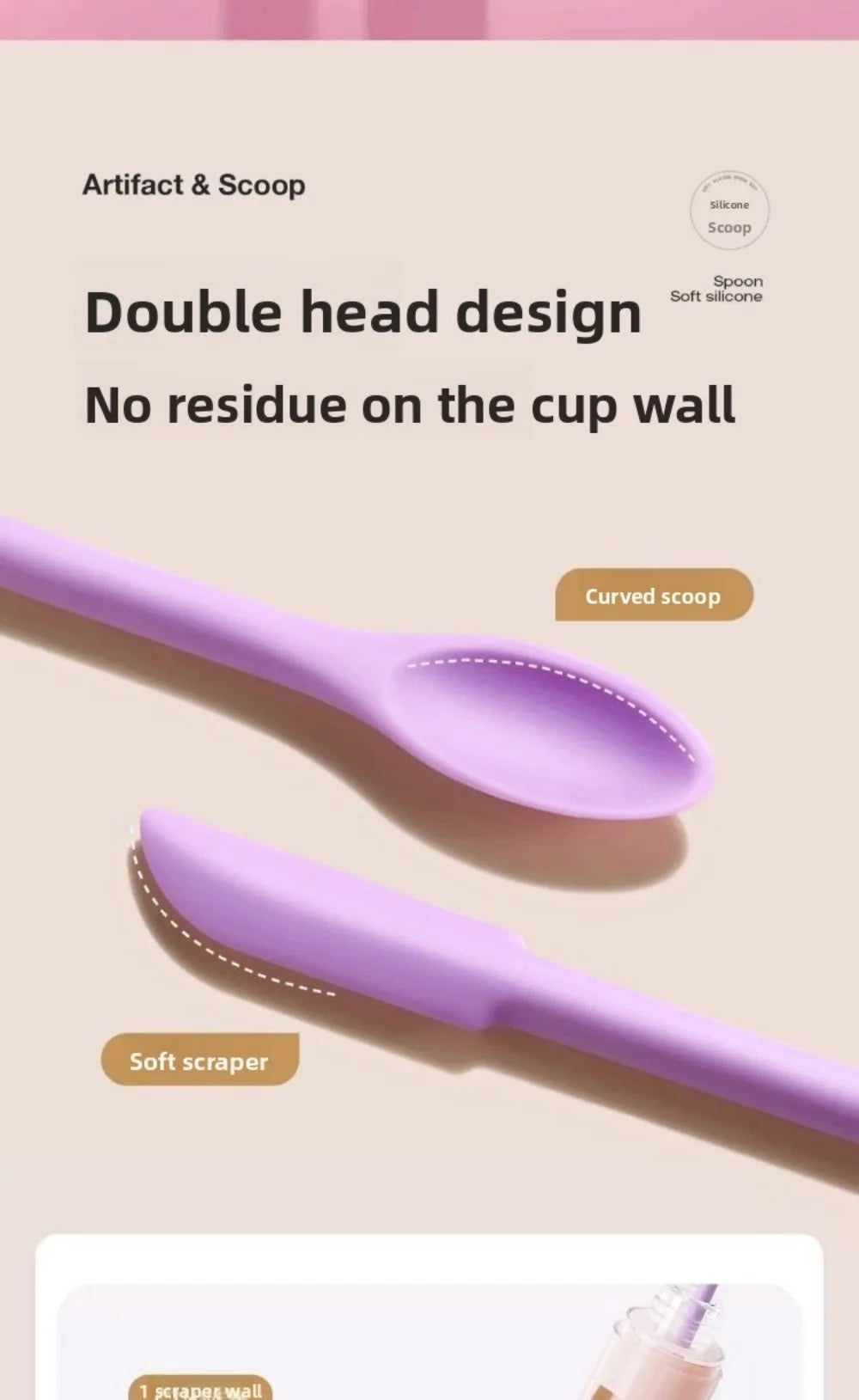 3pcs Portable Mini Silicone Scraper Soft Lengthened Face Mask Brush Double-head Cosmetic Digging Spoon Makeup Brushes Set