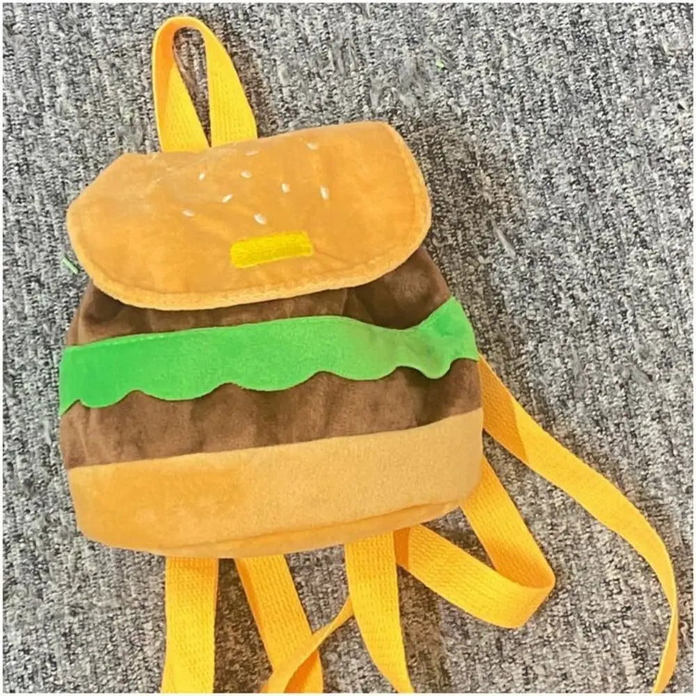 Storage Bags Girls Shoulder Bags  Coin Purse Kindergarten School Bag Cartoon Burger Bag  Pack Hamburger  Backpack