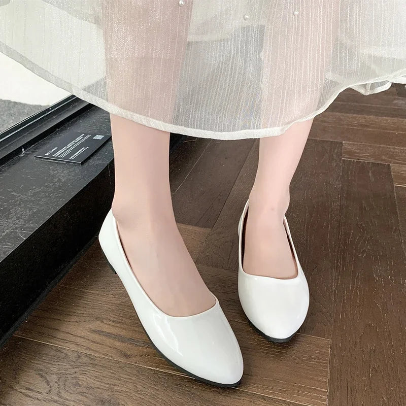 Ladies Formal Flat Shoes Spring Autumn Non-slip Women Black Causal Loafers Uniform Shoes Versatile Women's Ballet Leather Shoes
