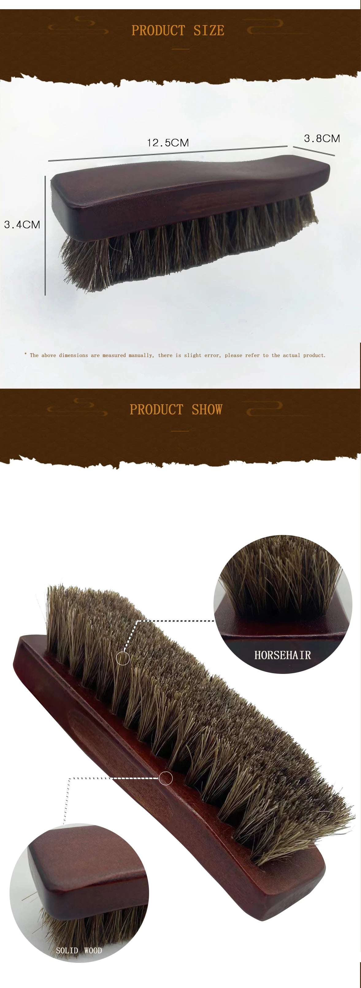 1PC premium horsehair shoe brush is suitable for polishing and cleaning leather products effectively removing dirt and debris