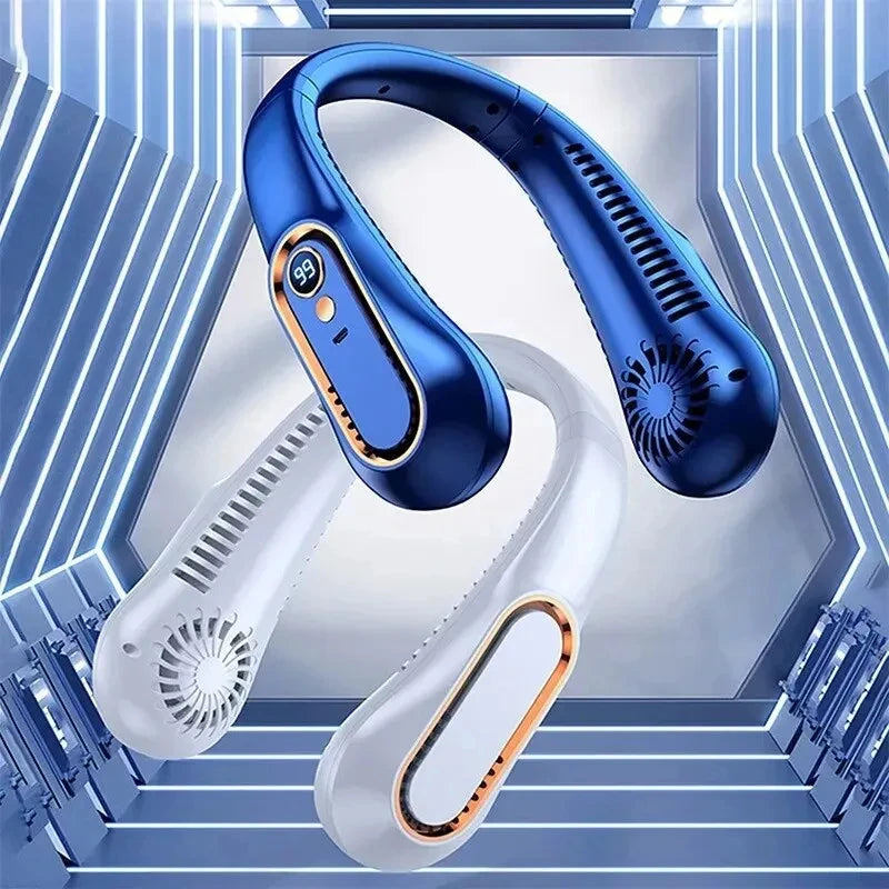 Hanging Neck Fan Digital Display Power Ventilador Bladeless Neckband Fan Portable Mini Air Cooler USB Rechargeable Electric Fans