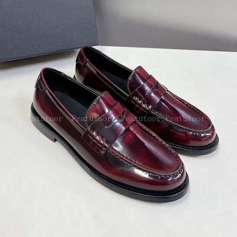 Women Loafers Round Toe Top Quality Genuine Leather Flats Shallow Comfort Daily Commute Walking Shoes Office Casual Shoes Hot