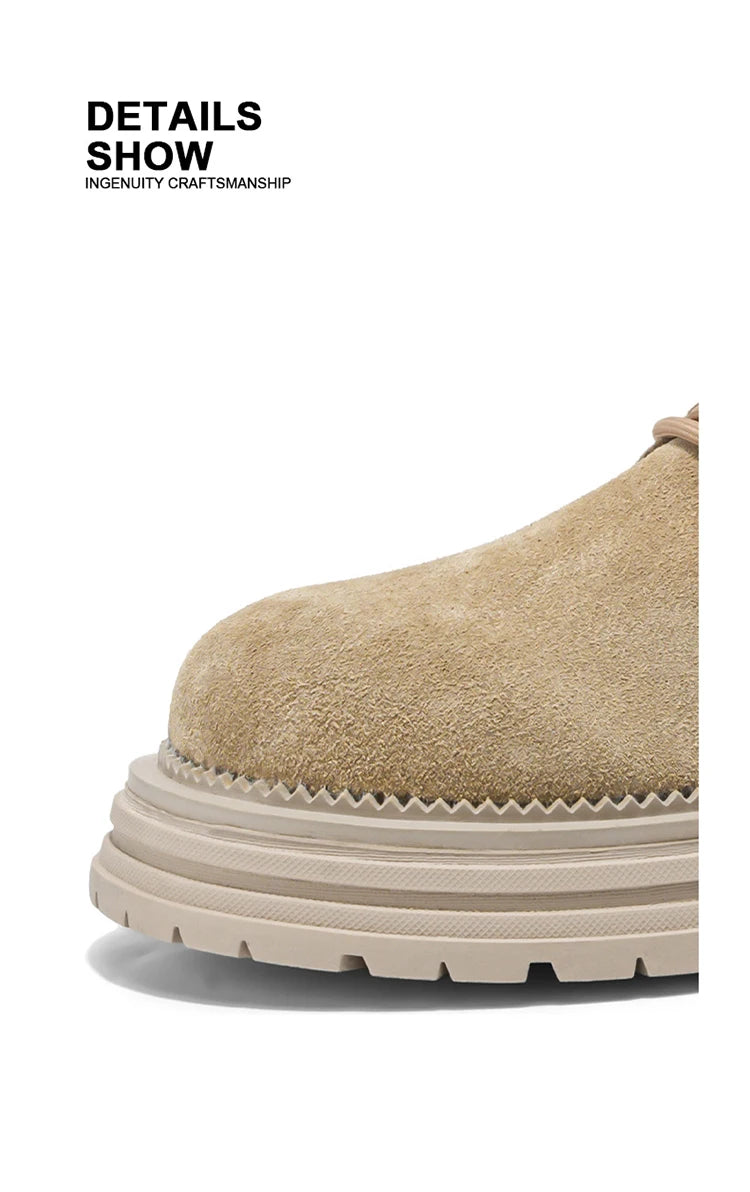 Men's high-quality suede horse boots outdoor casual leather boots thick soled English style short boots fashionable work boots