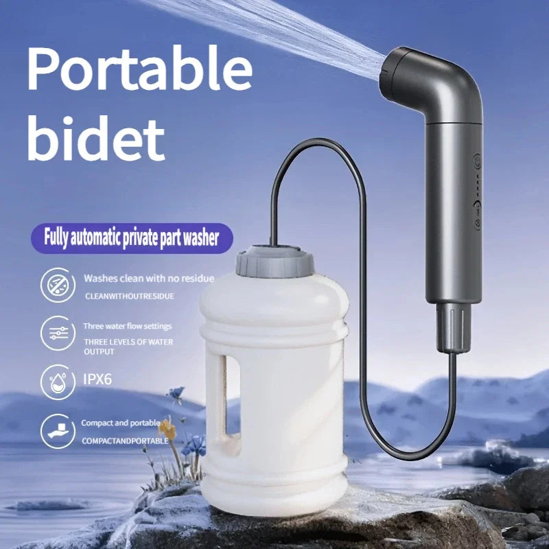 2.5L Portable Electric Bidet Sprayer, IPX6 Waterproof Rechargeable Handheld Hygiene Shower for Travel Camping Outdoor Cleaning