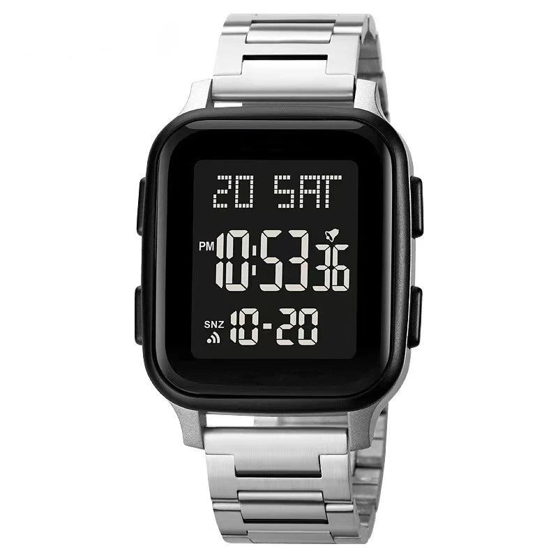 Sports Watches for Men Waterproof Digital Electronic Stainless Steel Clock Led Display Wristwatches Mens Reloj Hombre
