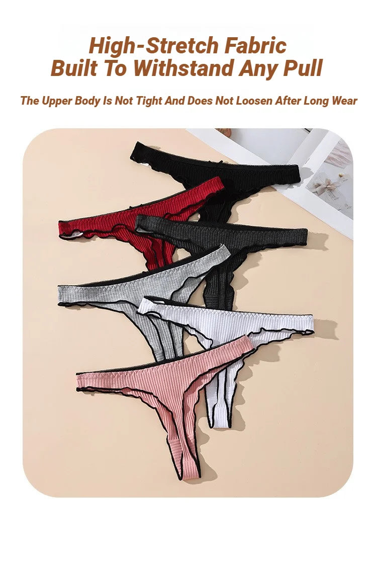 3Pcs Women's Thong Low-rise Panties Solid Color Lingerie Sexy Thongs Fashion Casual Underwear Comfort Fit Women's Tangas