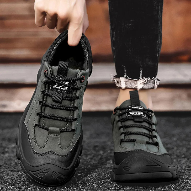 Genuine Leather Men's Casual Shoes Outdoor Sneakers Non-Slip Sports Hiking Footwear Leisure Walk Male Treking Footwear Trainers