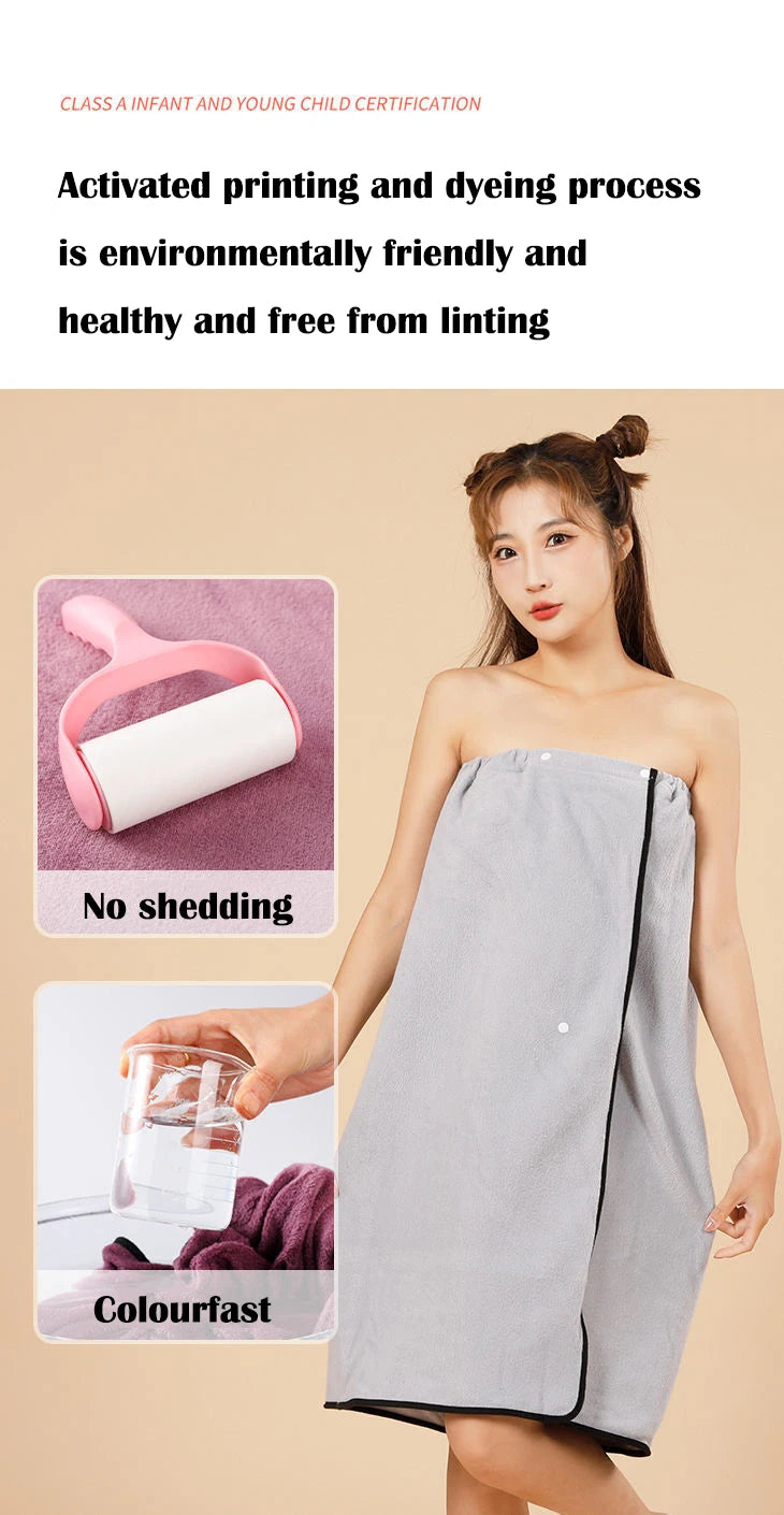 Cotton Bath Towel Wrap Bathrobe Thickened Soft Absorbent Quick Dry Velvet Wearable Plus Towel Hotel Bathing Sleepwear