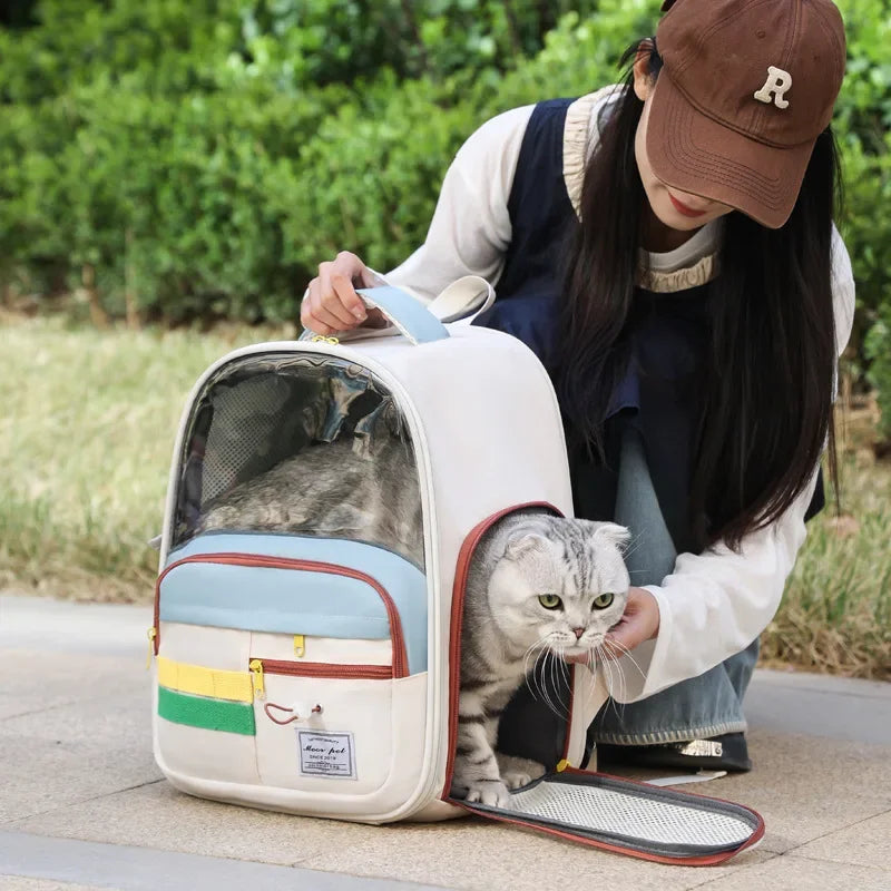 Portable Outdoor Pet Cats Dogs Backpack Carying Bag Comfortable Breathable Large Capacity Shoulder Handbag for Pet Products