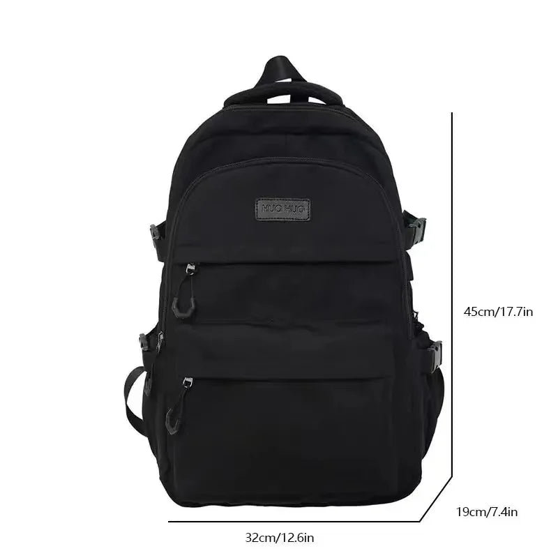 College Style Canvas School Bags For Girls Solid Junior High School Student Schoolbag Korean Version Laptop Backpack Women Boys