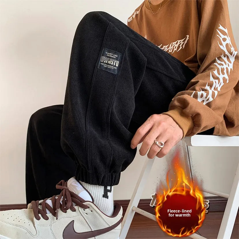 2025 New Men's Corduroy Casual Pants Autumn Winter Wear Resistant Dirt Proof Loose Fit Sport Style Trousers for Working