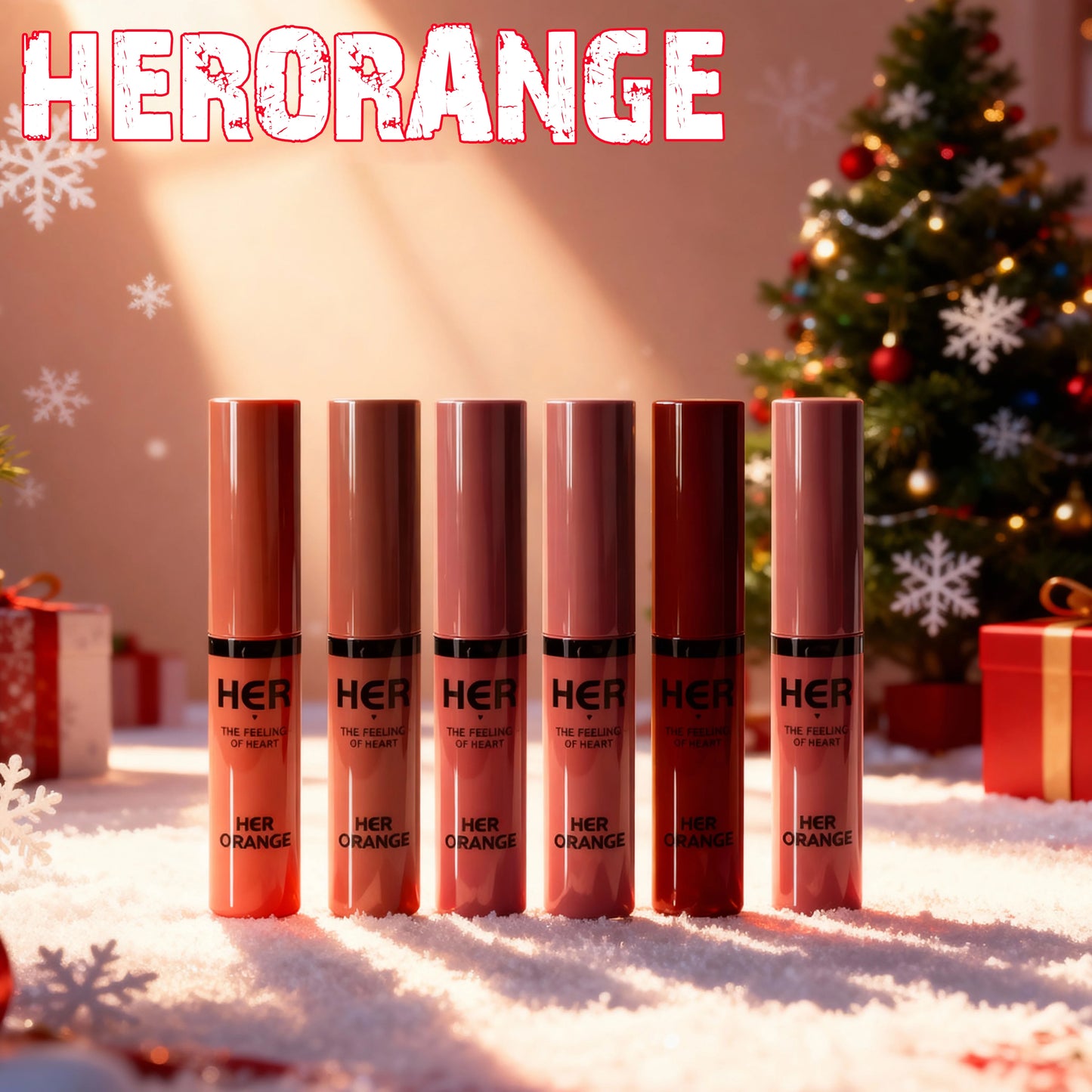 Herorange Shimmering Water-Glossy Mirror Lip Glaze, Moisturizing, Not Easy to Fade, Easy to Apply, Water-Glossy Glass Lip Gloss Cosmetics, Christmas Gift
