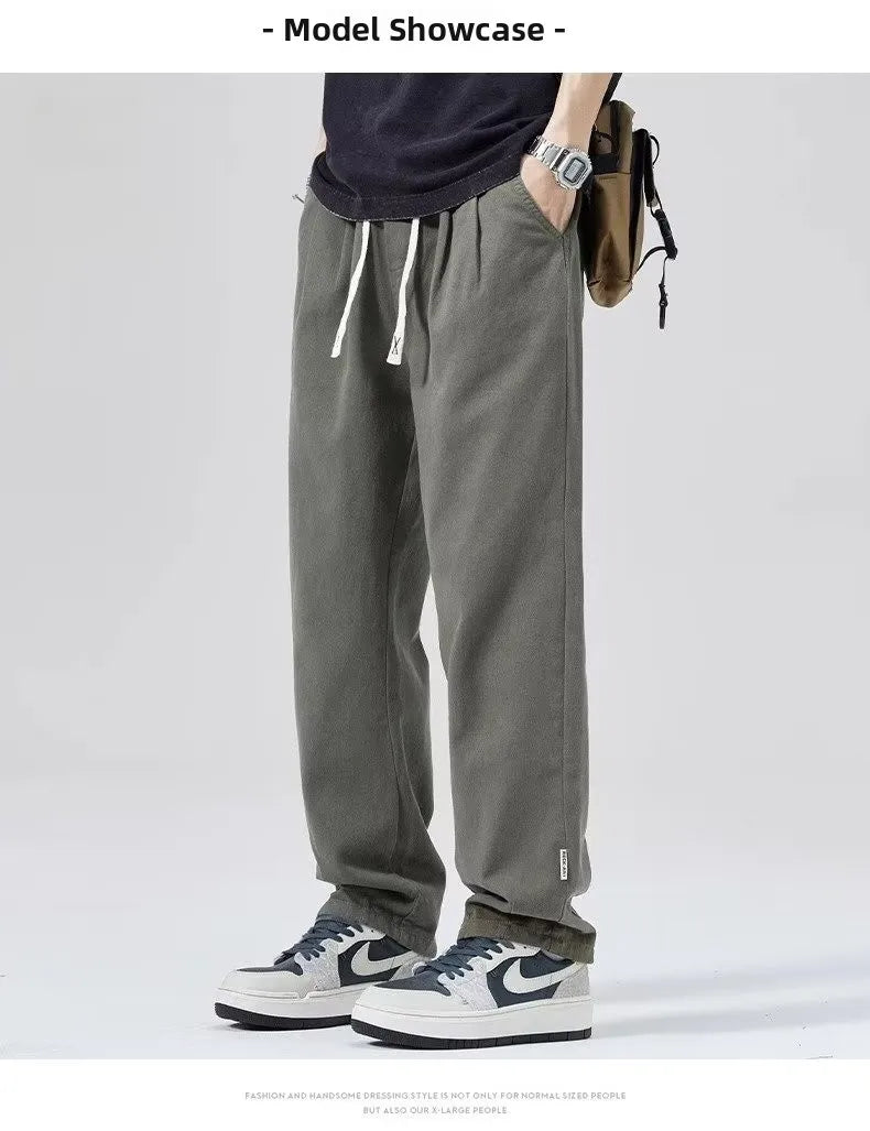 Spring Autumn Men's Loose Straight Leg Casual Sports Pants Trendy Brand Versatile Youthful Sle Long Pants Casual Trousers