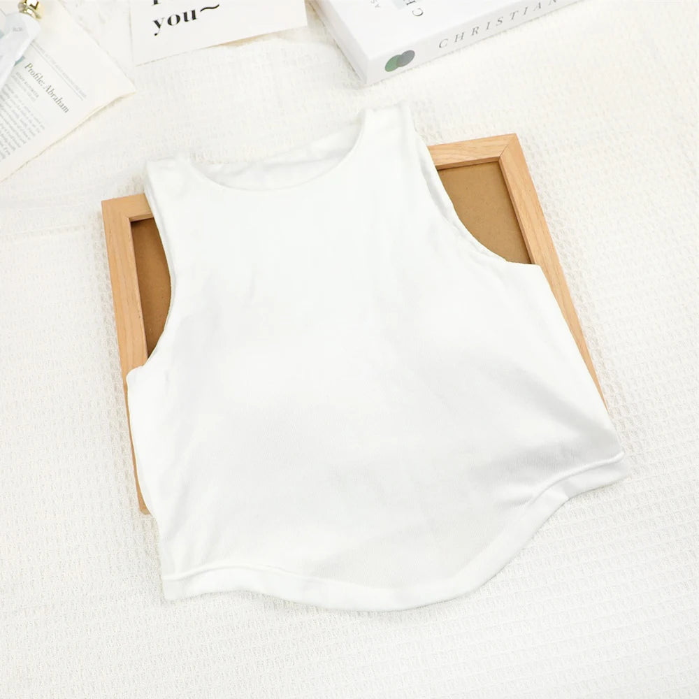 Summer Women Tank Tops Solid Color Camisole with padded Bra sexy Off Shoulder O Neck Elastic Tank Top Casual Sport Vest
