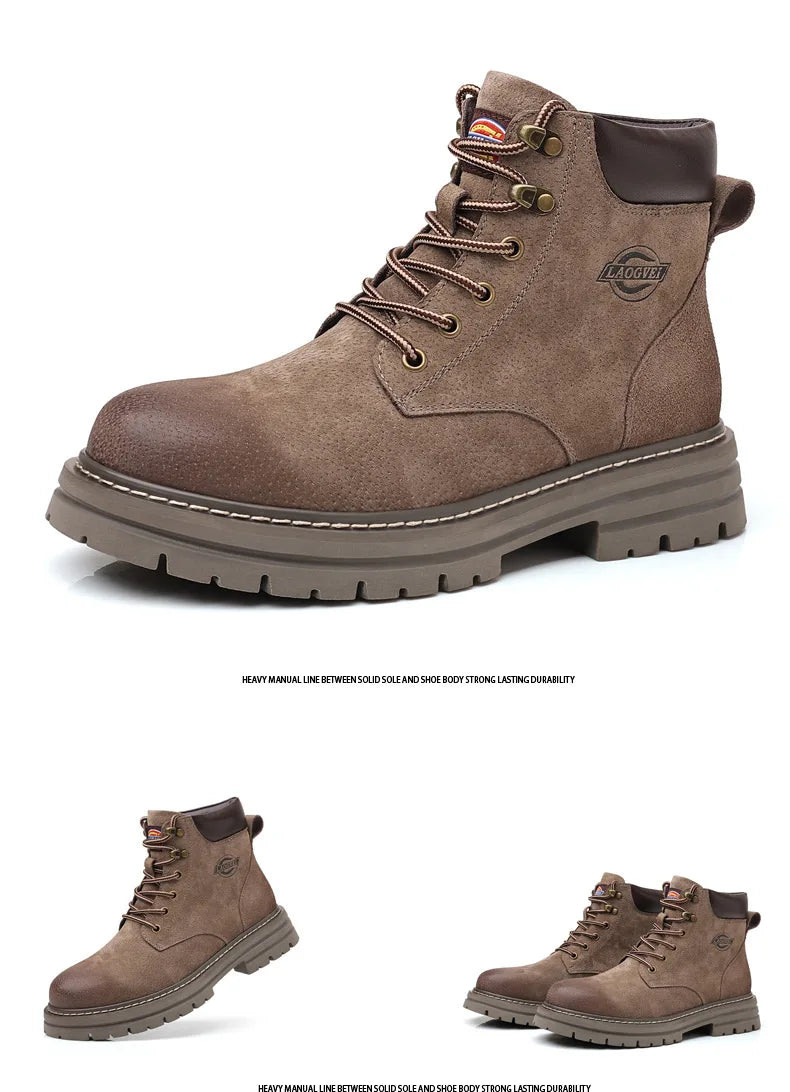 Genuine Leather Men Boots Outdoor Casual Shoes for Men Platform Boots Ankle Boots High Quality Men Shoes Male Moto Shoes