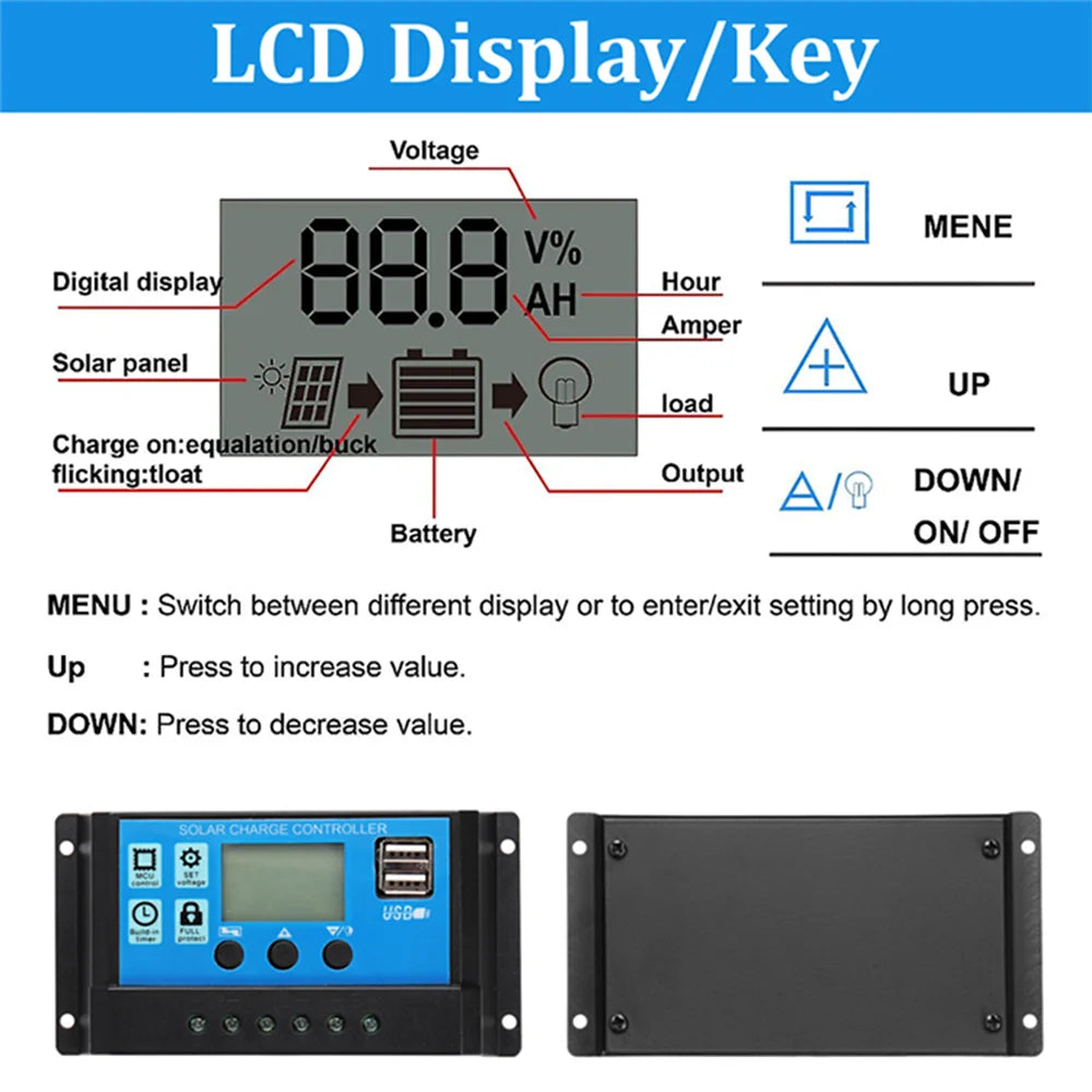 Solar Panel Set 30W Kit Controller Portable USB Generator System 12V 24V Electric Energy Power Charger Camping Board 10/20/30A