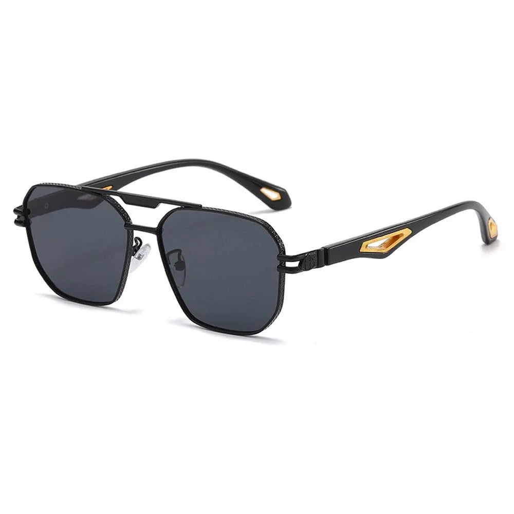 Retro Double Bar Sunnies Square Frame Sunshade Eyewear Unisex Polarizing Lens Sunglasses PC Decorative Anti-UV Glasses Summer
