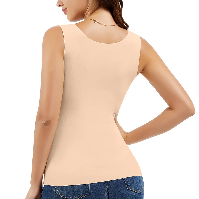 Women's Thermal Vest Double-Layer Thickened Tank Top Keep Warm Outer Wear Shirt Heating Inner Soft Bottoming Sleeveless Top