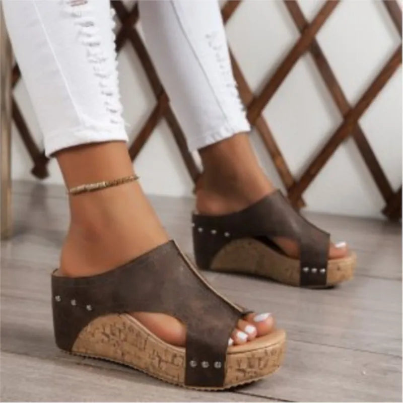 Fashion Woman Sandals Shoes Wedge Ladies Shoes Breathable Slip On Women's Sandals Comfortable Sandalias Mujer Footwear Female