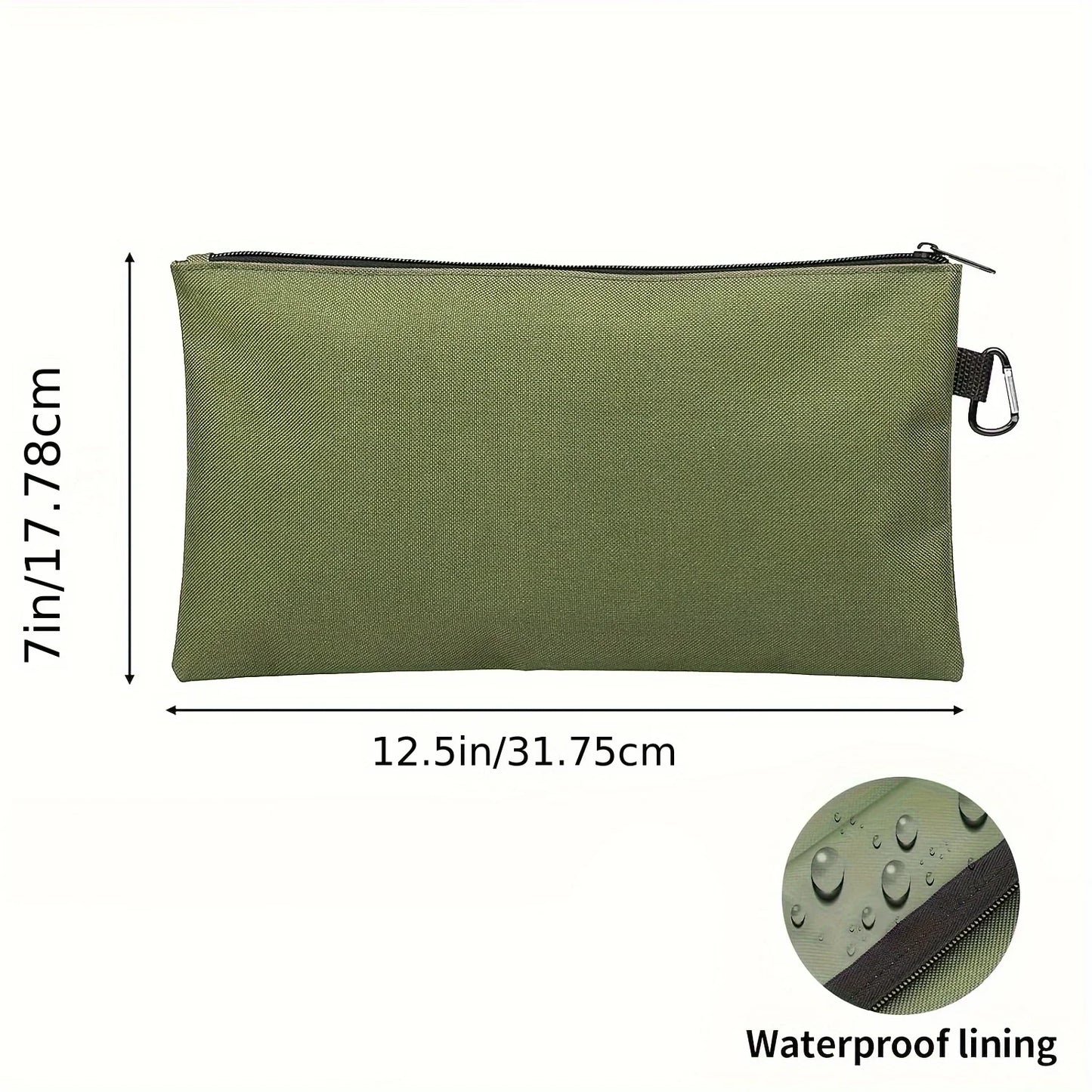 4PCS/SET Tool Bag Zipper Pouch, Utility Multipurpose Storage Organizer Tool Pouches with Carabiner Metal Zipper for Tools