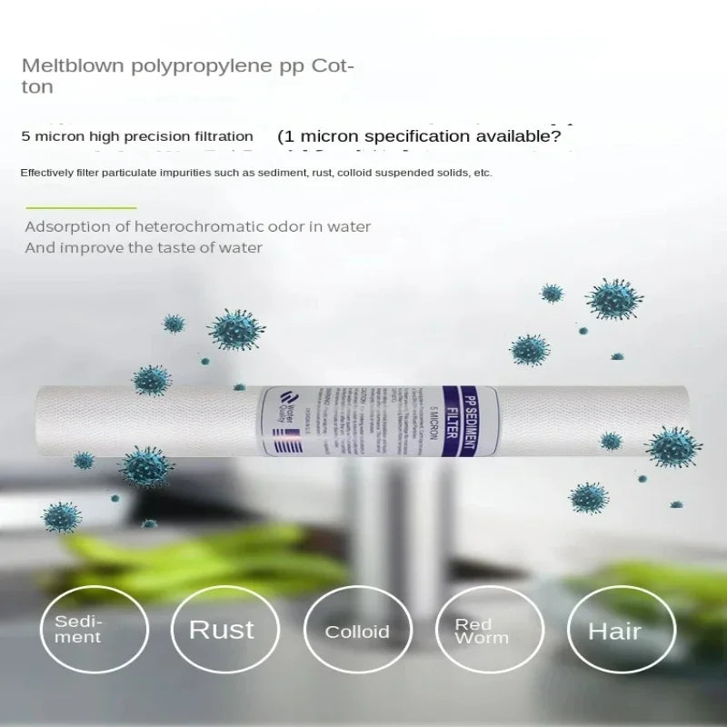 5pcs 20" Water Purifier 20 Inch 5 Micron Sediment Water Filter Cartridge Pp Cotton Filter Water Filter System