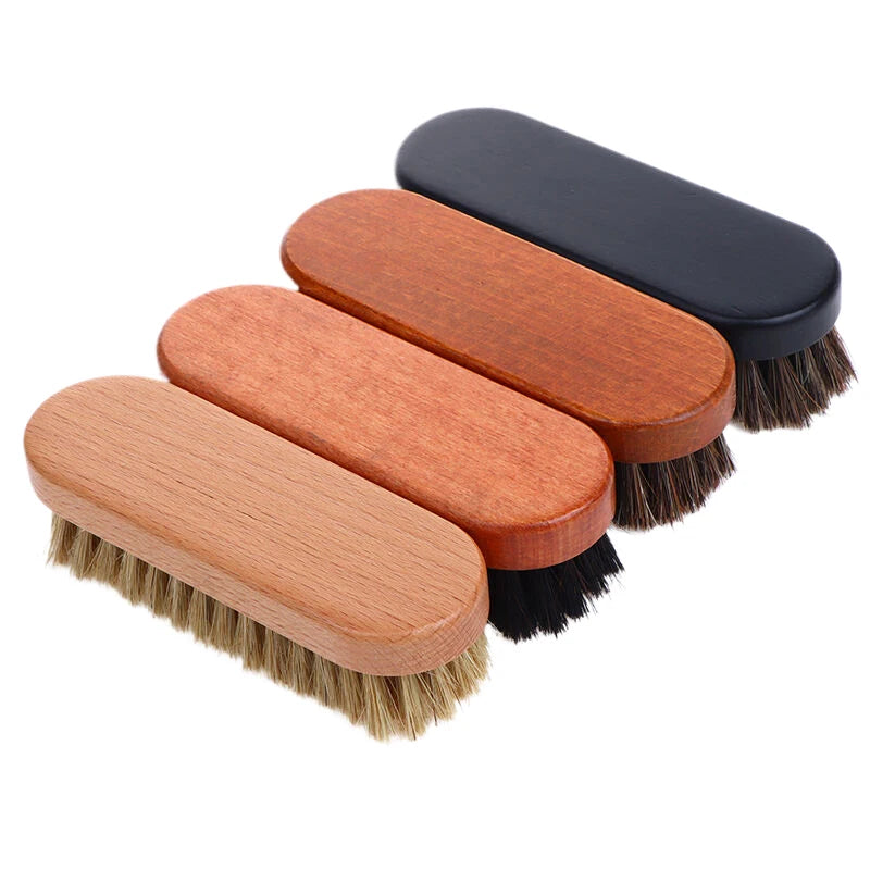 Handle Details Polishing And Cleaning Brush Horse Hair Wood Brush Leather Shoe Care And Cleaning Shoe Brush