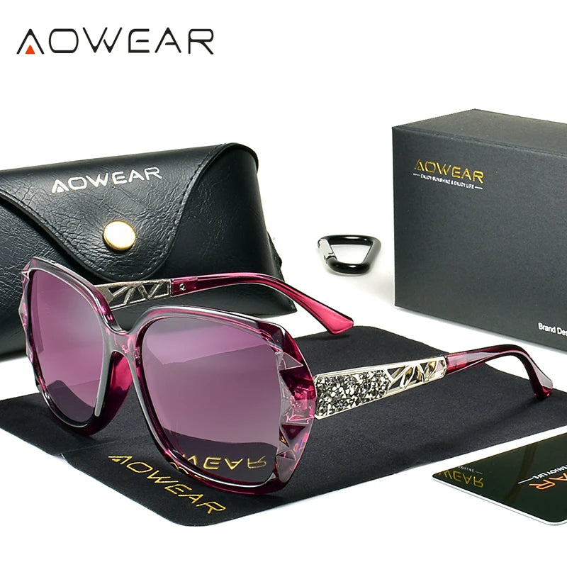 Women's Luxury Gradient Oversized Sunglasses Women Polarized Square Vintage Sun Glasses Ladies Diamond Shades gafas de sol mujer