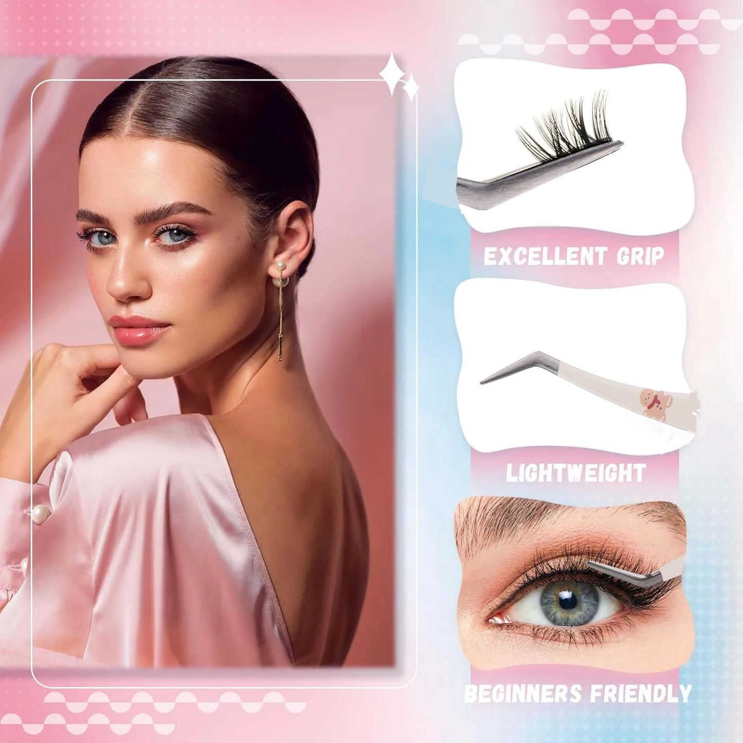 1pc/2pcs Lash Tweezers for Eyelash Extensions Lash Applicator Tool High Precision Eyelash Tweezers for Lash Extensions Tweezers