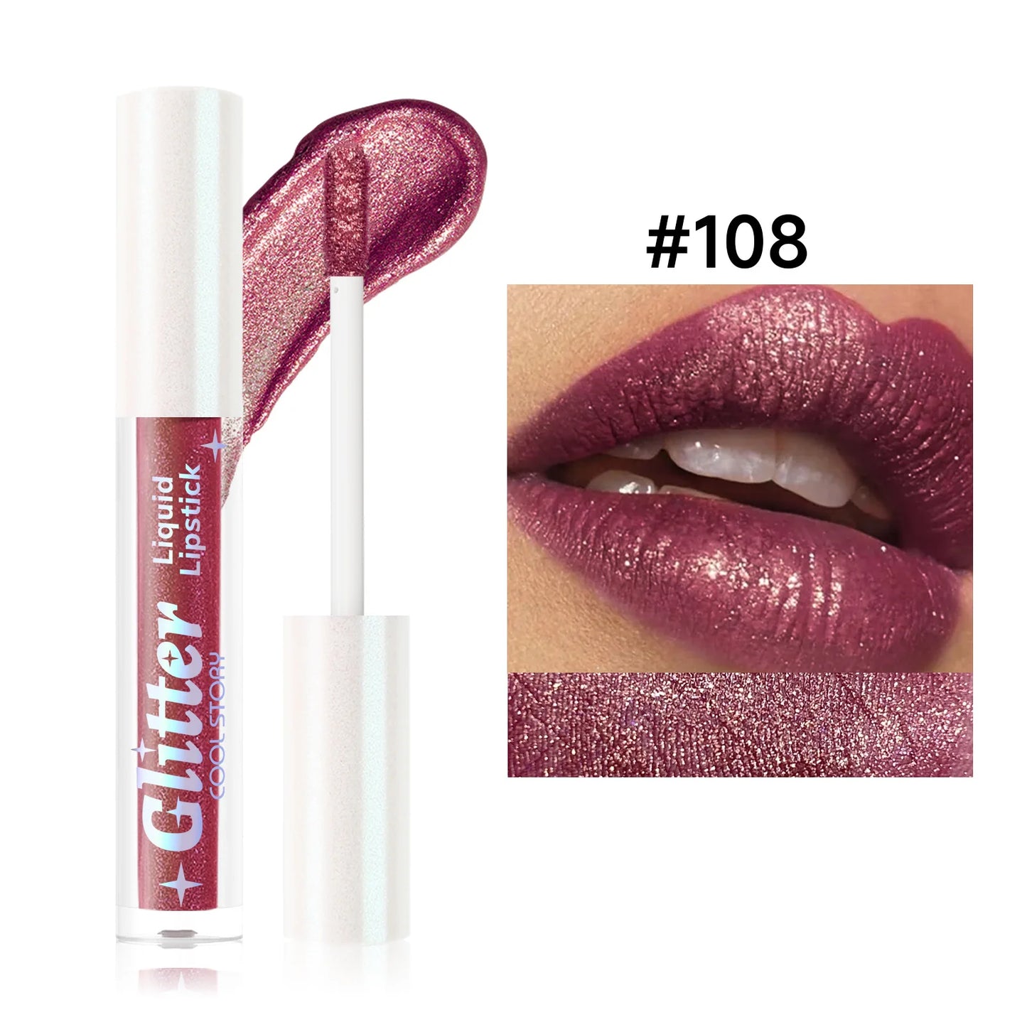 1PC Sexy Color Glitter Lipstick Flash Lasting Easy Color Diamond Lip Tint Shiny Metallic Lip Makeup Gifts for Women Cosmetics