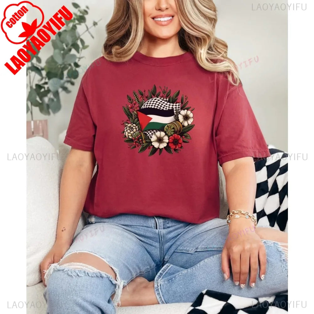 Palestine Shirt Palestine Watermelon TShirt Palestine Flag Stand Man Woman Summer Male O-neck Short-sleeve Tees Shirts for Men
