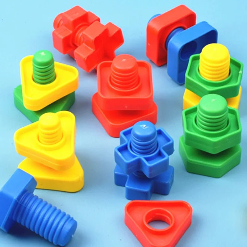 Montessori Education Jumbo Nuts And Bolts Toys Plastic Screw And Nuts Occupational Therapy Fine Motor Skills Development