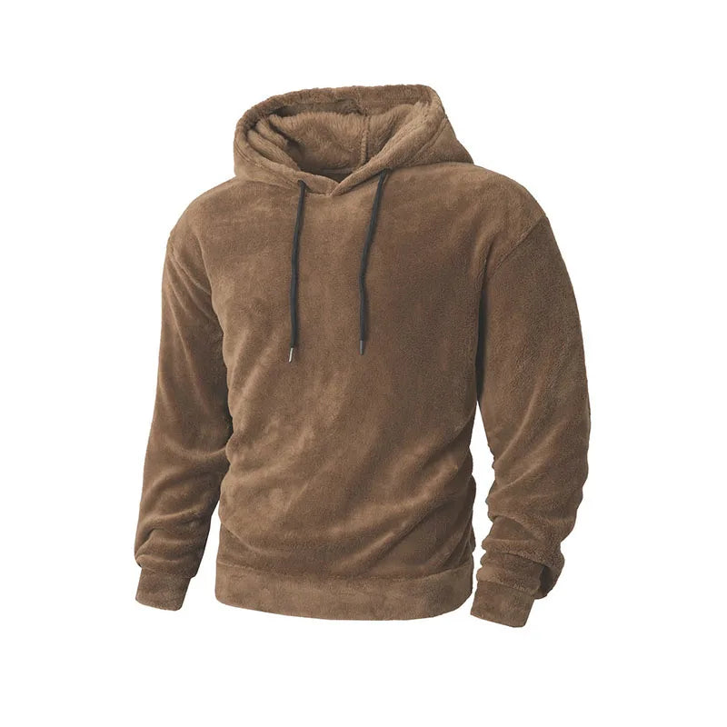 Autumn Winter Fashion Men's Hoodies Casual Trendy Solid Color coral fleece Long Sleeve pullover Loose Sweatshirts Male Hoodies
