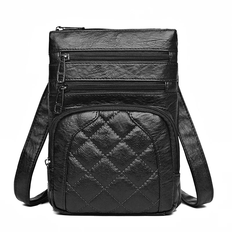 Ladies' soft leather shoulder bag, mobile phone bag, layered bag, mailman, one shoulder luxury designer, ladies' handbag, wallet