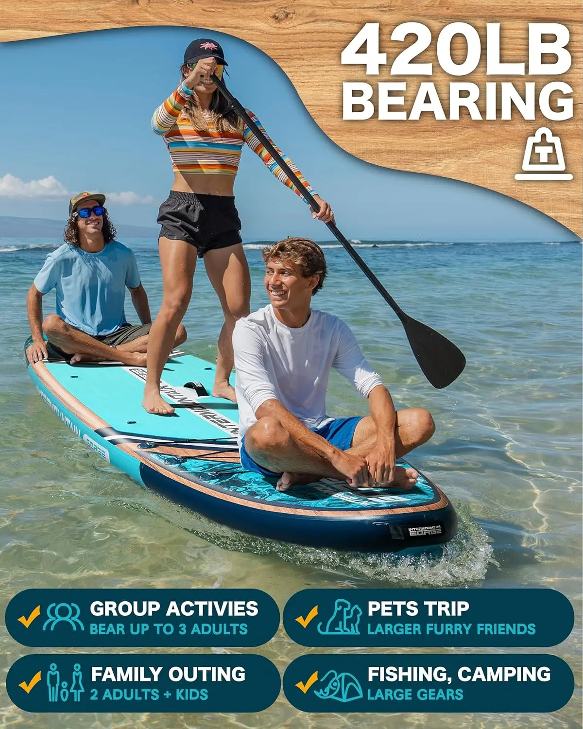 SKATINGER 11'x34''x6'' Inflatable Paddle Board for Adults Waterproof Standing Style SUP Board with Accessories for Aquatic