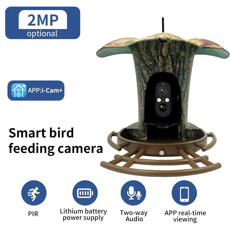 3MP 1296P I-Cam+ APP  Bird Feeding  Solar Battery  Power  IP Camera AI Outdoor Watch Bird Feeder Long Time Standby CCTV Monitor