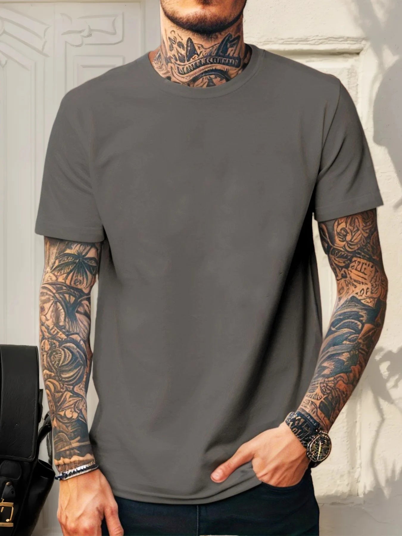 Men Pure Cotton Short Sleeve T Shirt Breathable 100% Cotton 3D Stereoscopic Cutting Casual Daily Wear Soft Comfortable Tees