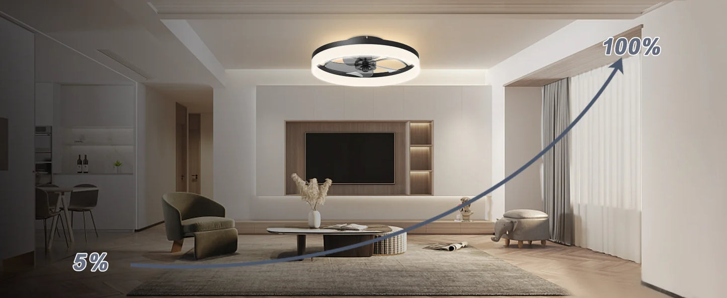 Ceiling fan with light Modern Dimmable Remote Control Ceiling Fans Living Room AC Variable Frequency Fan Ceiling Lamp