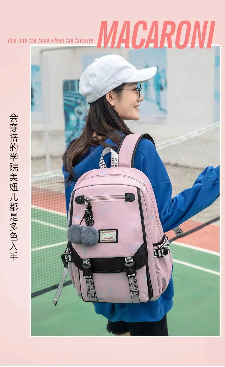 Large School Bags for Teenage Girls Canvas Schoolbag Student Book Bag Fashion Black Pink Teen School Backpack