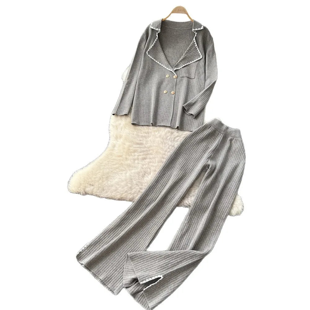 Pants Set Women Two Piece Sets Hooded Matching Sets Sweatshirts Long Pants High Waist Knitted Splice Y2k Casual Jogger 2025